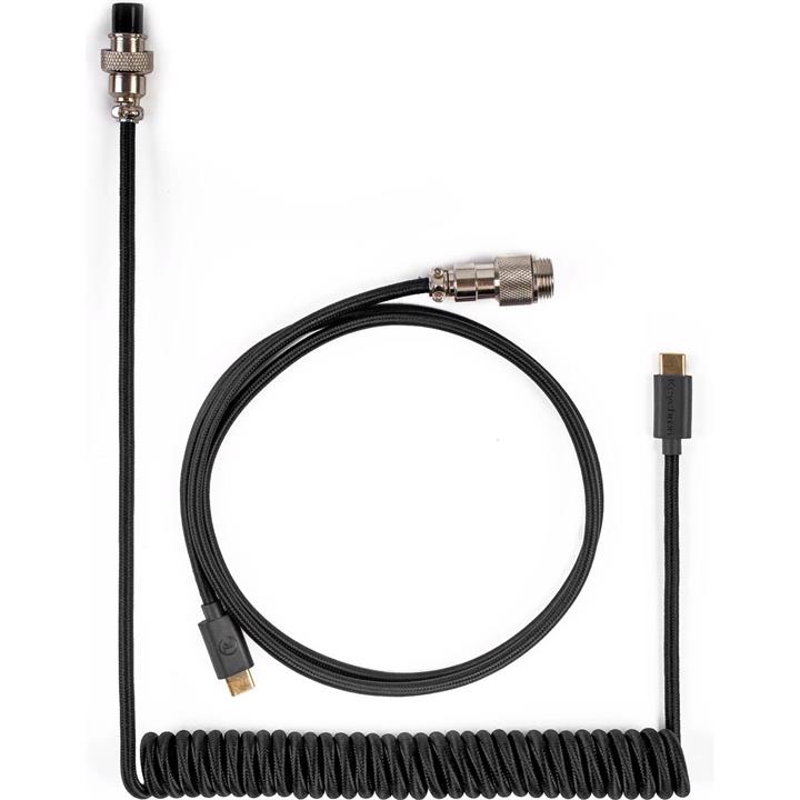 Keychron Custom Coiled Aviator Cable USB-C Cable with USB-A Adapter - Black